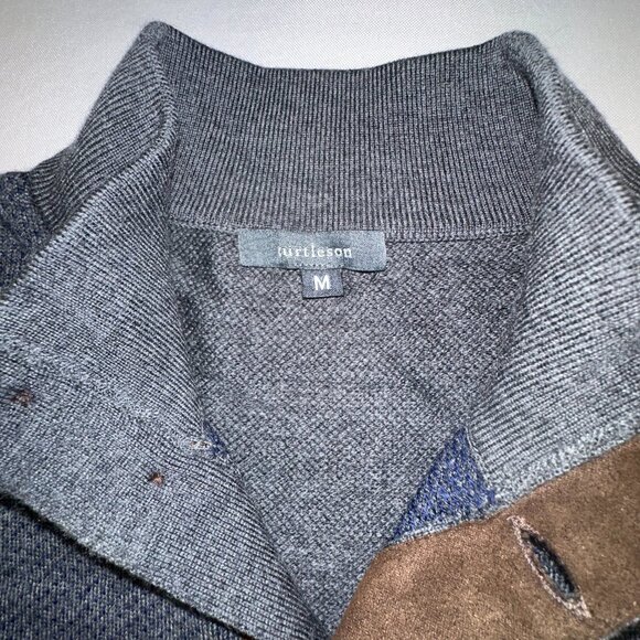 Turtleson - 100% Extra Fine Merino Wool Cardigan Sweater Blue Button Up Medium - Picture 8 of 14